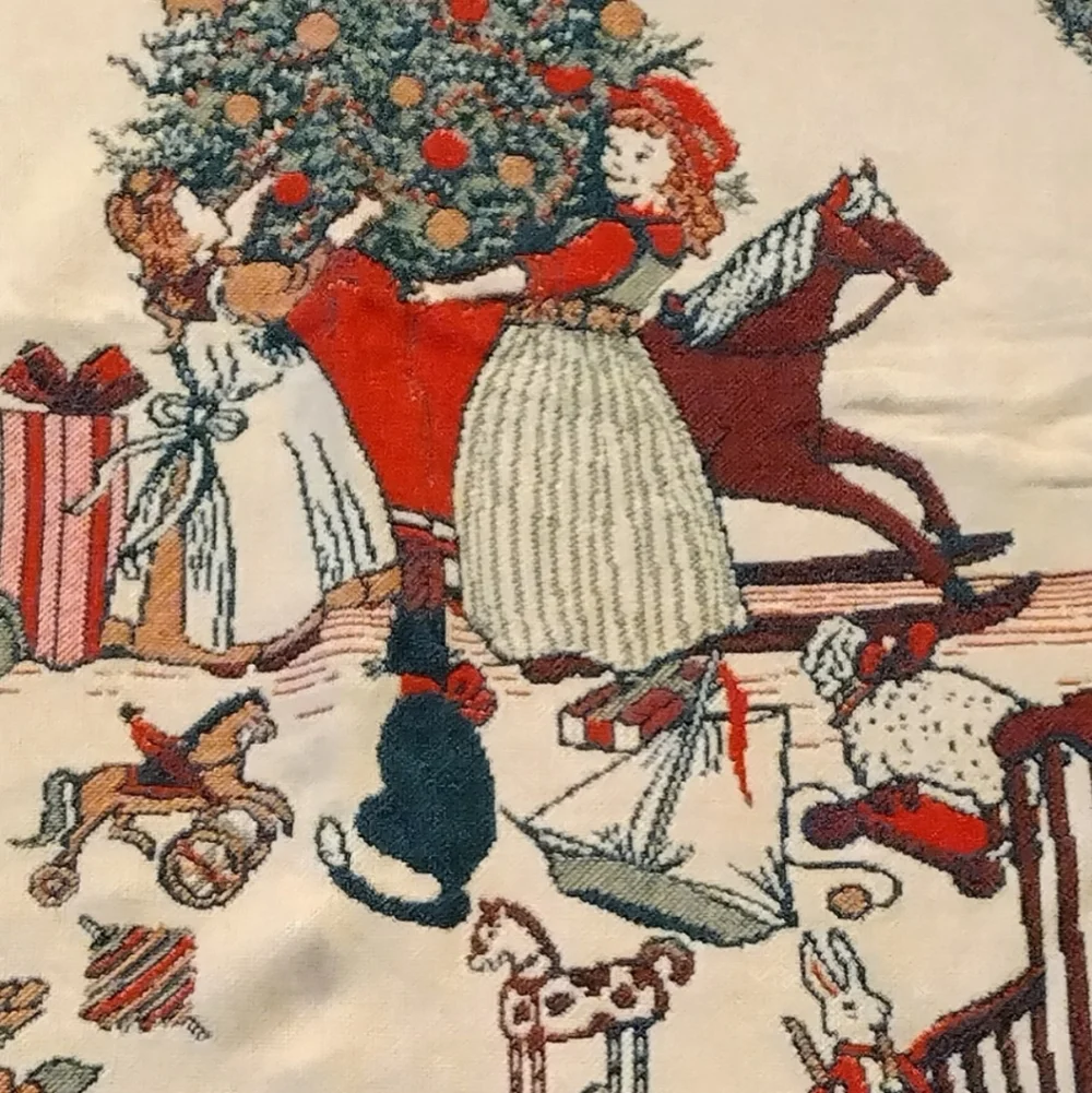 Vintage Bob Timberlake Christmas Family Home Tapestry Thick Throw Blanket 46x68